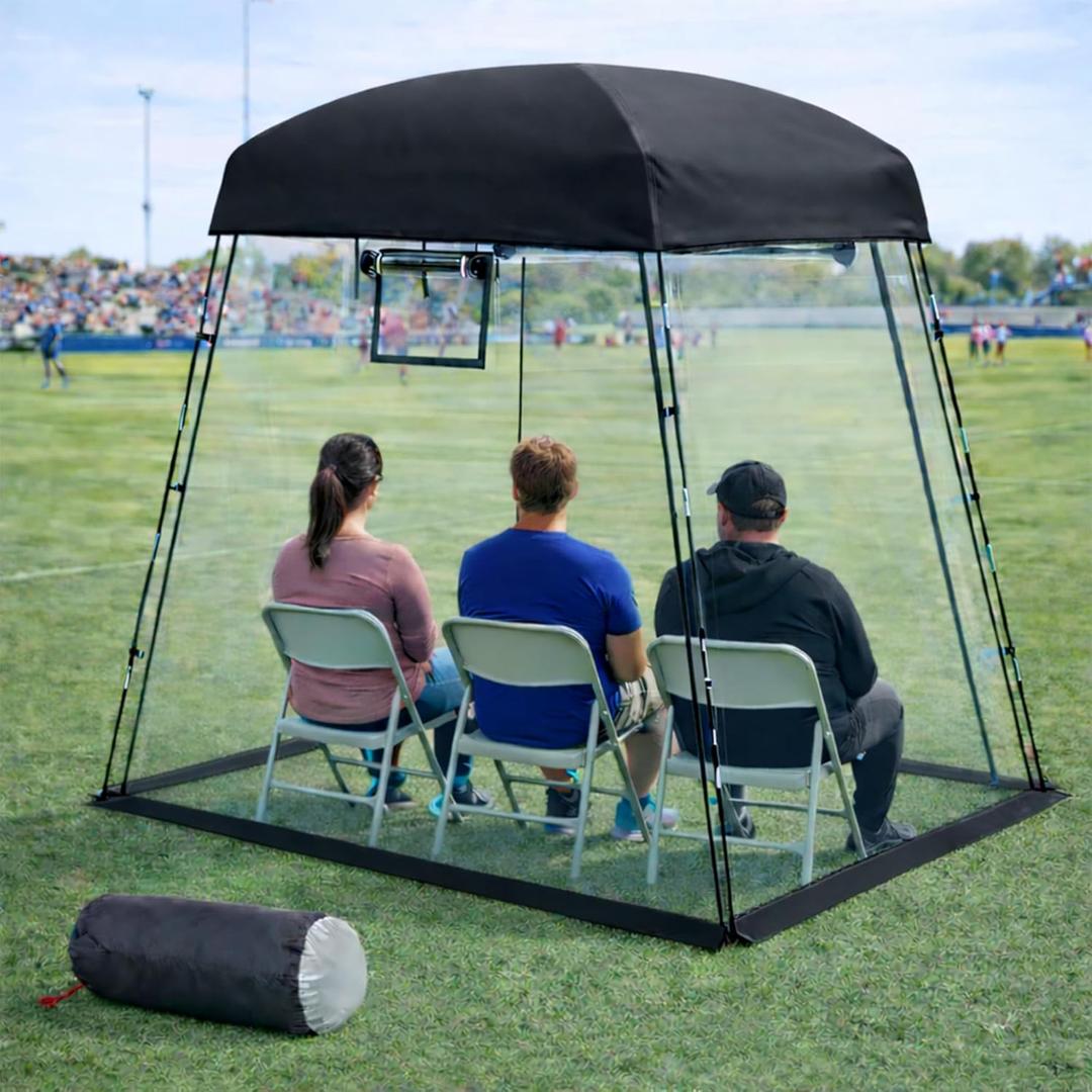 Sports Tent,Waterproof Sport Tents Shelter Fits 2-4 Persons, 6.2FT Height Portable Clear Bubble Tent for Sports Watching,Camping and Outdoor Activities (Black)