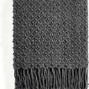 CREVENT Farmhouse Boho Knitted Throw Blanket for Couch Sofa Chair Bed Home Decoration, Soft Warm Cozy Light Weight for Spring Summer Fall (50''X60'' Dark Grey)