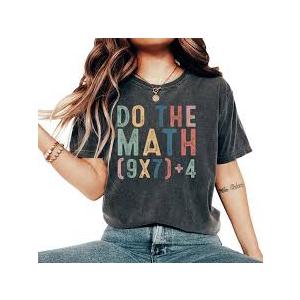 Fun Do The Math 67 Meme Six Seven T-Shirts for Women Vintage Soft Office Simple Shirt, Size L