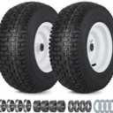 16x6.50-8 Tubeless Tire and Wheel, 16x6.5-8" Lawn Mower Tires, 3"-4.5" Offset Hub, 3/4" or 5/8" Bearing, Universal Fit Riding Mower and Garden Tractor Front Wheels, 4 Ply, Turf Pattern, 2 Pack