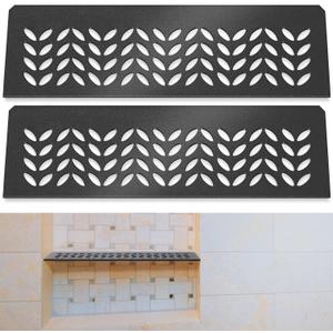 Teenyyou 2 Pcs Aluminum Shower Niche Rectangular Shelf Black 5/32"/ 4 mm Thick, Petal Design, Matte Black Finish for 12" Prefabricated Niches, Fits 5/32" Grout Line