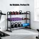 3-Tier Adjustable Dumbbell Rack, Holds 450 Lbs Total, Multi-Purpose Storage Stand for Dumbbells, Kettlebells&Weight Plates - Space Saving Home Gym Organize