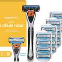 5-Blade Motion Sphere Men's Razor with Dual Lubrication, Vitamin E, Precision Trimmer, 1 Handle & 16 Cartridges, Black