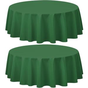 CXPSINC 2 Pack Premium Disposable Plastic Tablecloth 84" Round Table Cover for Birthdays Weddings Christmas Anniversary (Green)