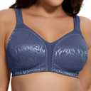 Deyllo Women's Full Coverage Plus Size Comfort Minimizer Bra Wirefree Non Padded (Blue)