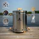 Barrel Smoker Grill Combo | 100% 304 Stainless Steel Barrel | 95% Less Smoke, Even Heat | Easy to Use & Clean Vertical Smoker Ideal for Balconies and Backyards (MEDIUM-25 LBS)