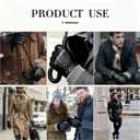 Italian Sheepskin Leather Gloves for Men, Winter Warm Fleece Lined Touch Screen Driving Glove (Medium)