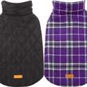 Kuoser Waterproof Dog Coat, Reversible Dog Jacket for Medium Dogs, Adjustable Durable Doggie Winter Coat Warm Puppy Cold Weather Apparel from Small to Large Breed, Purple M (Medium (Pack of 1))