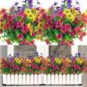 Artificial Flowers for Outdoor,20 Bundle UV Resistant Fake Flower Outdoor Faux Flowers Plastic Plants Shrubs for Indoor Outside Garden Home Decor(Mix Colors)