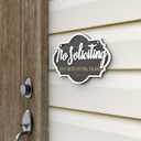 13"x7" No Soliciting Sign for Front Door, Rustic Wooden Hanging Plaque for Business & Store, Embossed Letters, Bold & Effective Message to Keep Solicitors Away (Black)