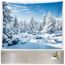 Loccor Winter Snow Forest Tapestry White Alps Mountain Winter Scene Tapestry 80" x 60" Snowy Woodland Landscape Taptries Wall Hanging for Bedroom Living Room Dorm Wall Art Home Decor