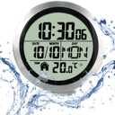 Plastic Wall Clock, Suction Cup, Flexible Hanging or Standing, Modern Silent Small Living Room & Kitchen Clock (Silver Gray)