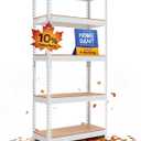 HOMEDANT 5 Tier Laminated White Boltless Metal Shelving Unit Adjustable Garage Storage Utility Rack Heavy Duty Shelves Organization Multipurpose Shelf Warehouse Pantry 28" W x 12.3" D x 59.5" H 1Pack