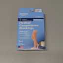 Amazon Basic Care Medical Compression Stockings, 20-30 mmHg Support, Women & Men Thigh Length Hose, Open Toe, Beige, Medium (Previously NuVein)