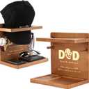 Birthday Gifts Ideas for Dad from Daughter Son, Wooden Hat Holder Display Stand, Hat Rack for Baseball Caps, Best Dad Ever Home Office Organizer Decoration Gifts for Christmas Retirement Fathers Day
