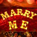 Roowest Marry Me Letters Light Proposal Decorations Set Includes 7 LED 6.3" x 5.5" Romantic Marry Me Sign and 1000 Rose Petals for Proposal Engagement Wedding Decor(Yellow Light, Red)