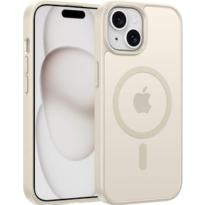 FNTCASE for iPhone 15 Case: for iPhone 14 & iPhone 13 Case | Magnetic Frosted Translucent Slim Shockproof Cell Phone Cover | Military Grade Protection Drop Proof Tough Protective Cases - Off White