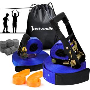 Slackline Kit Slakcline Longer 60ft with Tree Protectors Arm Trainer and Carry Bag,Slack Lines for Backyared for Kids and Adults