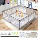 Fodoss Baby Playpen with Mat, 59x59in Playpen for Babies and Toddlers, Kids Play Pen, Extra Large Baby Fence for Infants with Playmates, Toddler Playard