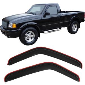 Window Visor Compatible with 1993-2011 Ford Ranger Mazda, in Channel Style Dark Smoke Tint Acrylic Shade Rain Sun Guard Wind Vent Air Deflector by IKON MOTORSPORTS, 1994 1995 1996 1997 1998 1999