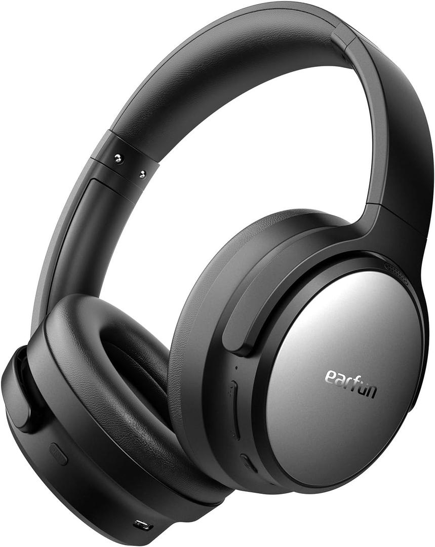 EarFun Tune Pro Active Noise Canceling Headphones, Wireless Bluetooth Headphones with 5 Mics, 120H Playtime, Bluetooth 5.4, Hi-Res Audio, Multipoint Connection, Custom EQ via App, Comfortable Fit