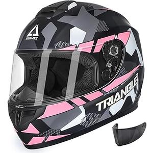 TRIANGLE Motorcycle Helmets Full Face Motorcycle Helmet for Men & Women with Tinted and Clear Visor Meet Dot Approved Medium