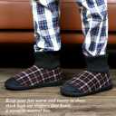 Cozylook Men's Slippers with Knitted Cuff Cozy Memory Foam Non-slip Indoor Outdoor Slipper Socks with Rubber Sole Red/Black Checkered Size 8-9