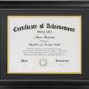 DOAI ART 8.5 x 11 Diploma Frame Classic Black Display 8.5x11-inch with Black Over Gold Mat or 11x14 Document &Certificate Without Mat, Gold Beads Hanging Hardware Included, Tabletop