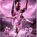 Soccer Superstar Lionel Messi Signed Poster For Kids Fans Room Bedroom Wall Decor-Sports Star Posters Canvas Art Print Picture For Teen Boy Birthday Gifts