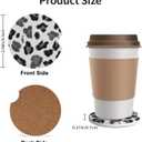 GACCAP Car Coasters for Cup Holders, 2 Pack Absorbent Ceramics Anti Slip Universal 2.56 Inch Car Cup Coaster for Women Men, Car Interior Accessories - Black Grey Leopard Cheetah Print