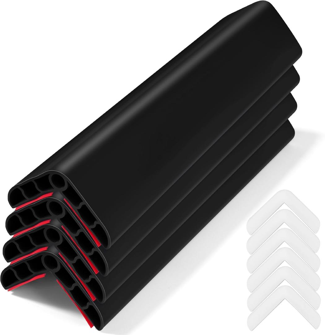 Wall Corner Edge Protector 4 Pack,1.57x1.57x23.62x0.28 inch Soft Baby Proof Corner Guards for Sharp Edges, Self-Adhesive Corner Protectors for Home, Kindergarten,Thickness-7mm(0.28 in) (Black)