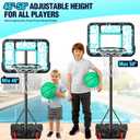 Pool Basketball Hoop 7-Height Adjustable Swimming Pool Basketball - Water Basketball Goals System with PC Shatterproof Backboard & 2 Balls, Outdoor Pool Accessories, Portable Basketball Hoop with LED
