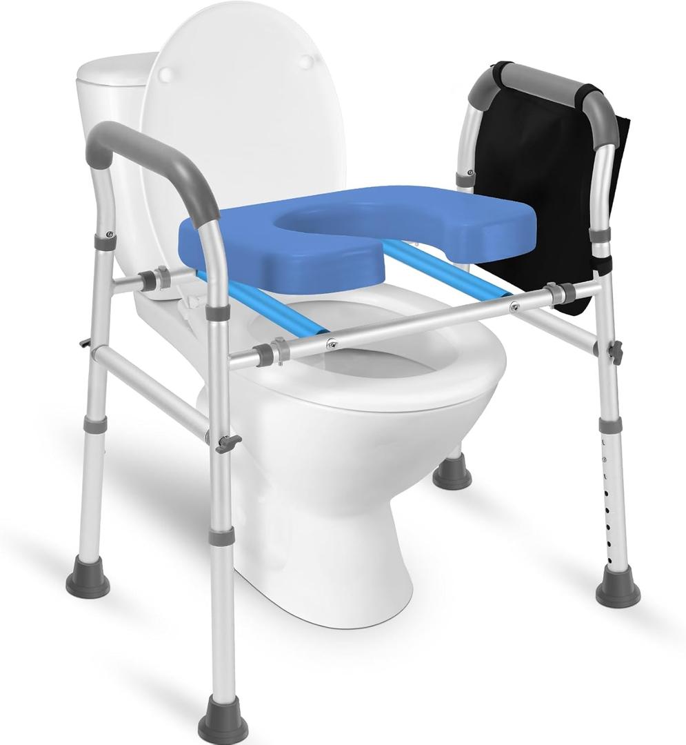TOCEBE Upgraded Raised Toilet Seat With Handles, 500lbs Capacity 4 Reinforced Bars Toilet Seat Risers For Seniors, Adjustable Height & Width Toilet Seat Riser Seniors/Handicap/Disabled Fits Any Toilet