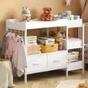 Baby Changing Table with Storage,Heavy-Duty Diaper Changing Station, White Nursery Dresser Organizer with 2 Large Fabric Baby Drawers, 3 Diaper Caddy Bin & Wood Shelf, Kids & Baby Bedroom Furniture