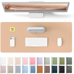 YSAGi Leather Desk Protector, Office Mat, Large Mouse Pad, Non-Slip PU Leather Blotter, Laptop Desk, Waterproof Writing Pad for Office and Home (Latte, 23.6" x 13.8")