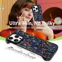 AIGOMARA Slim Frameless for iPhone 15 Pro Case with Screen Protector, Luxury Opalescent Pearl Minimalist Borderless Phone Case for Women Girls, Ultra-Thin Hard Shockproof Case Cover, Purple