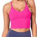 XUNYU Women Longline Sports Bra Workout Tank Tops Strappy Criss Cross Crop Fitness Gym Yoga Running Shirts (Large)