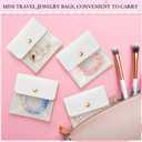 Abbylike 18 Pcs Small Velvet Jewelry Pouch for Travel 4 x 4 Inch Mini Clear Jewelry Bags Traveling PU Leather Velvet Organizer Bags (White)