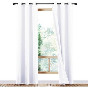 NICETOWN White Cold Reducing Blackout Curtains 84" Long, Full Light Blocking Drapes with Liner, Thermal Insulated Draperies for Hall, Villa (2 Pieces, 42" Wide Each Panel, Pure White)