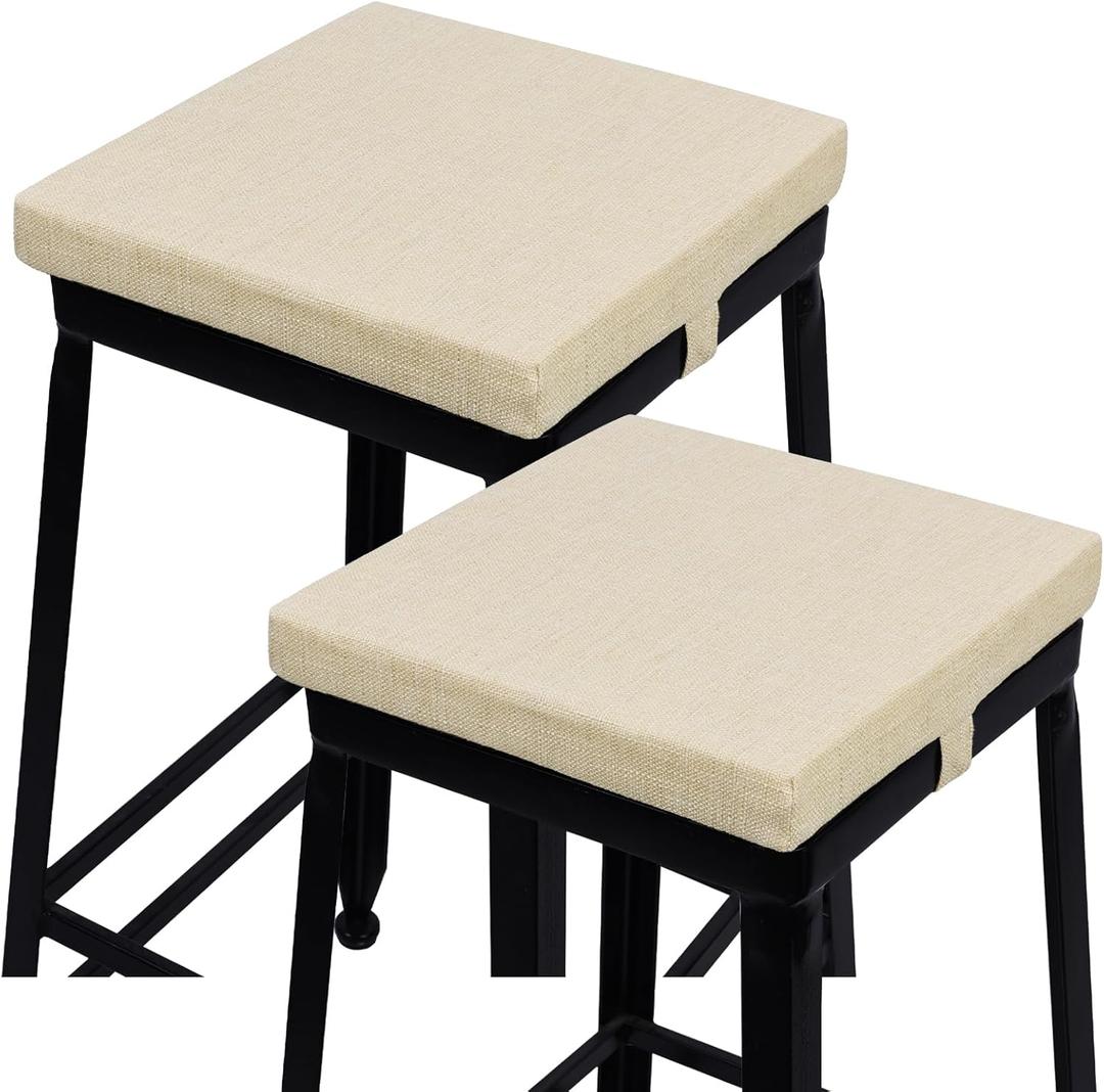 baibu 12 Inches Square Seat Cushion Set of 2, Non-Slip Bar Stool Cushion Square Seat Cushion with Machine Washable Cover - Only Cushions,Beige (12" (30cm)) (12x12x1.5 Inch (Pack of 2))