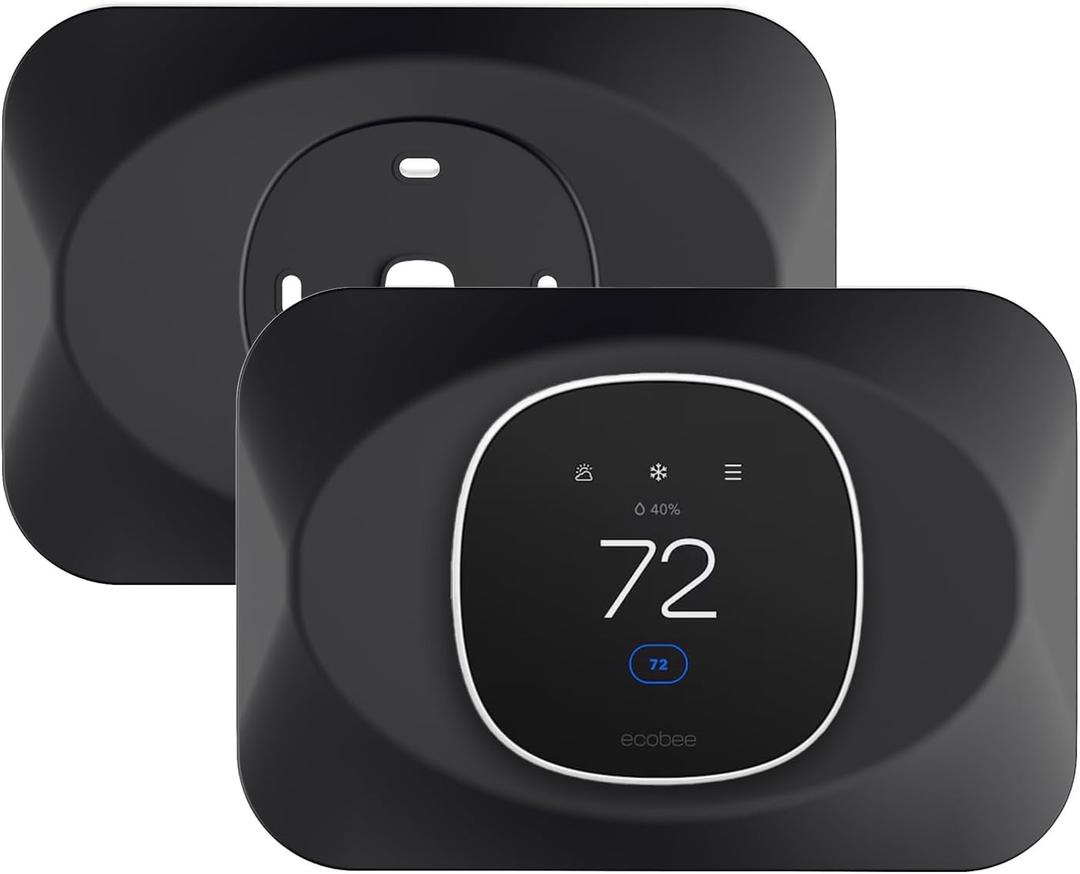 2 x Wall Plate for Ecobee Smart Thermostat Essential (2, Black) | Practical Trim Kit for Ecobee Thermostat ,Programmable WiFi Thermostat Accessory