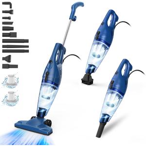Corded Vacuum Cleaner, 12-in-1 Vacuum Cleaners for Home 15Kpa Power Suction Lightweight Stick Vacuum with Washable HEPA Filter Converts to a Handheld Vacuum for Home, Pet Hair, Carpet, Hard Floors