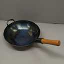 YOSUKATA 13.5" Pre-Seasoned Flat Bottom Blue Carbon Steel Wok for Stir Fry