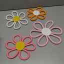 Ganeen Boho Nursery Woven Daisy Flowers Daisy Wall Decor Nursery Decor Macrame Wall Hanging Supply for Girl Bohemian Art Home Bedroom Room Flowers Set of 4(6 Petals)