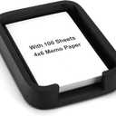 4x6 Memo Paper Holder Organizer for Desk Black Wooden Note Paper Tray with 100 Sheet Blank Memo Pads 4x6 Index Card Tray Black Wood Sticky Note Holder for Office Home School