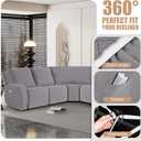 VANSOFY Extra Large Reclining Sectional Couch Covers, Washable 5-Piece Sofa Covers for L Shape Sectional Sofa Corner Seater, Thick, Soft Sofa Slipcovers (5 Seat Recliner Cover, Light Gray)