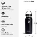 Hydro Flask Water Bottle - Insulated Stainless Steel - Wide Mouth Flex Lid, Non Spill, Leakproof and Refillable in 32 Oz Surf Blue