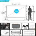 Outdoor Projector Screen with Stand 120 Inch, Vamvo Portable Projector Screen Indoor Outdoor with Carry Bag, 16:9 4K HD Movie Screen for Home Backyard Theater