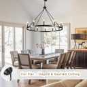 Wagon Wheel Chandelier 12 Light 38" Large Black Farmhouse Chandelier for Dining Room Rustic Country Pendant Light Fixtures Hanging Modern Round Chandeliers for Living Room High Ceilings Foyer Entryway