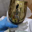 MyGift 4 Piece Stemless Glassware Set, Multicolor Wine Glasses with Etched Baroque Pattern in Mirror Plated Gold Silver Red Green Colors, 16 oz Capacity